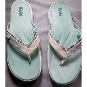 Keds Flip Flop Sandals Womens 11M Mint Green Canvas Thong Summer Beach